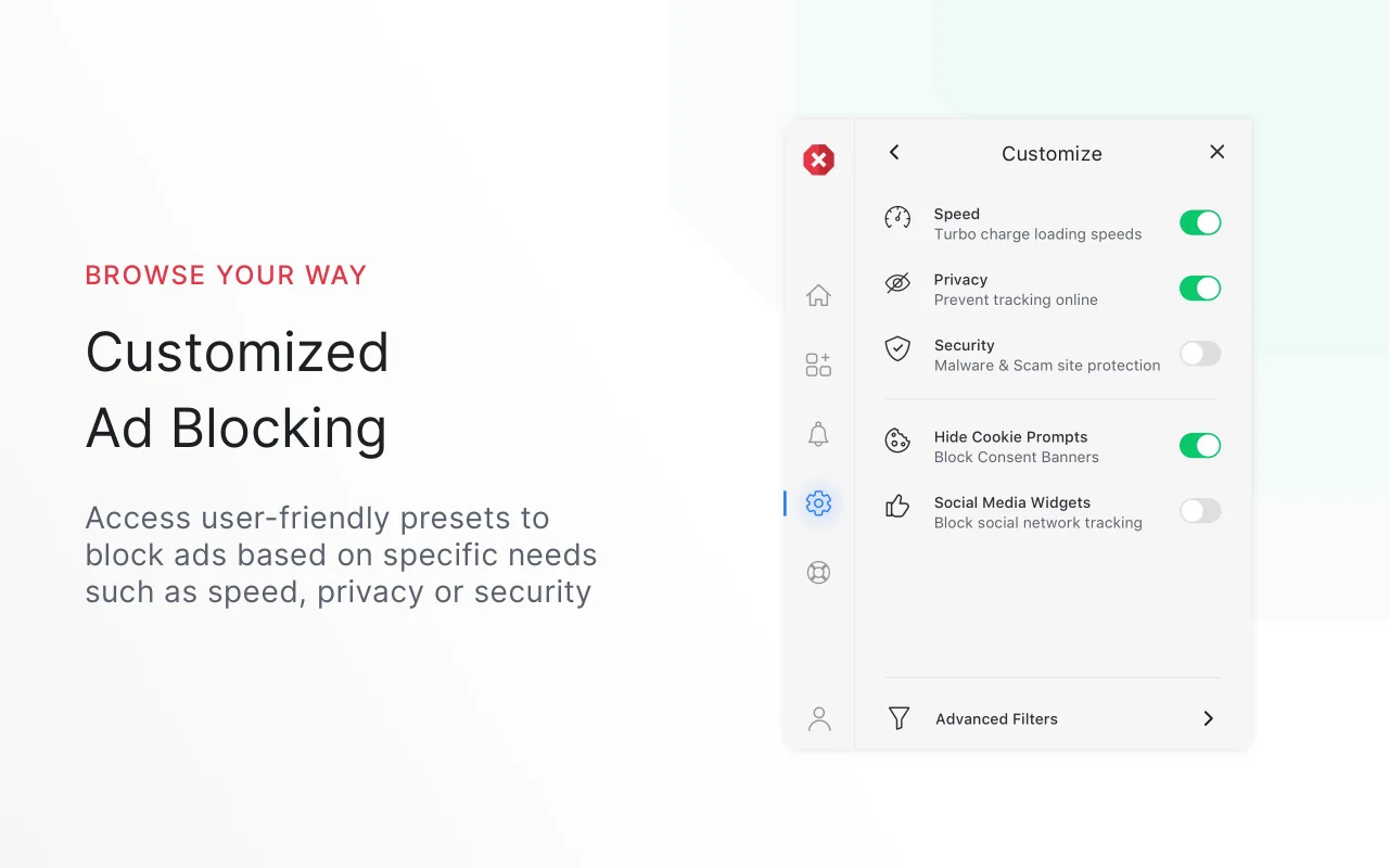 Total Adblock settings and customization screen